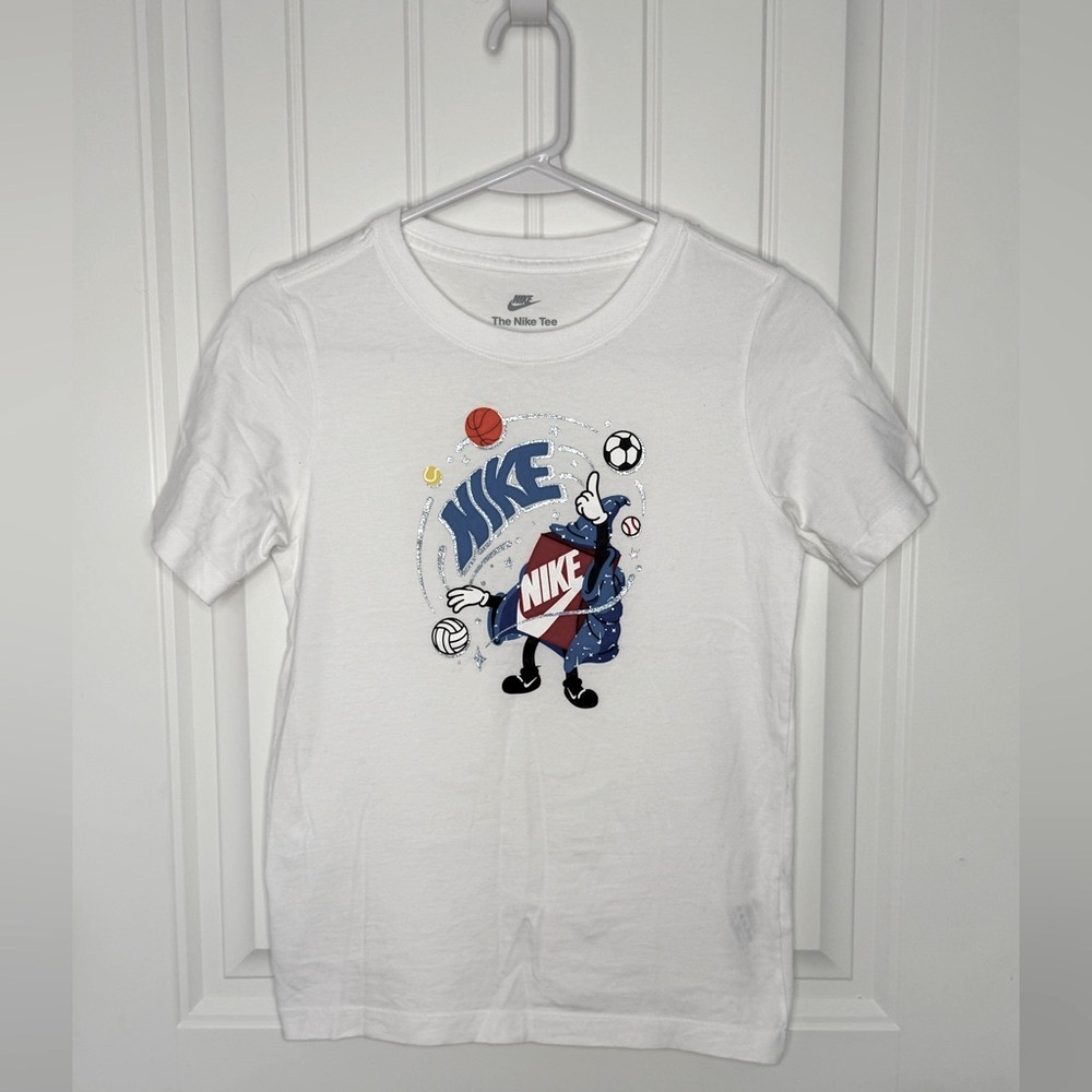 Nike Kids White Tee with Nike Wizard Fun Graphic